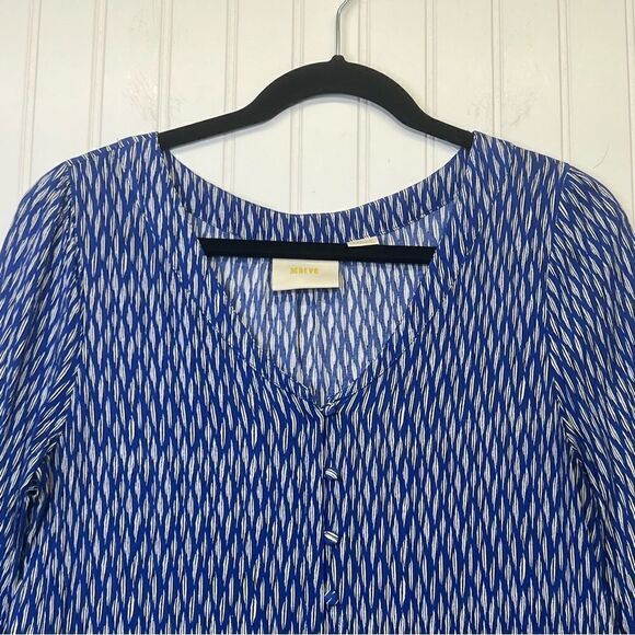 Anthropologie Maeve Lila Tiered Button Up Tunic Babydoll Blouse Size Medium - Picture 4 of 16